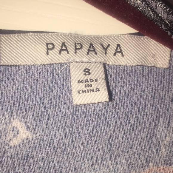 Papaya navy floral faux wrap look short romper, sm - Picture 2 of 4